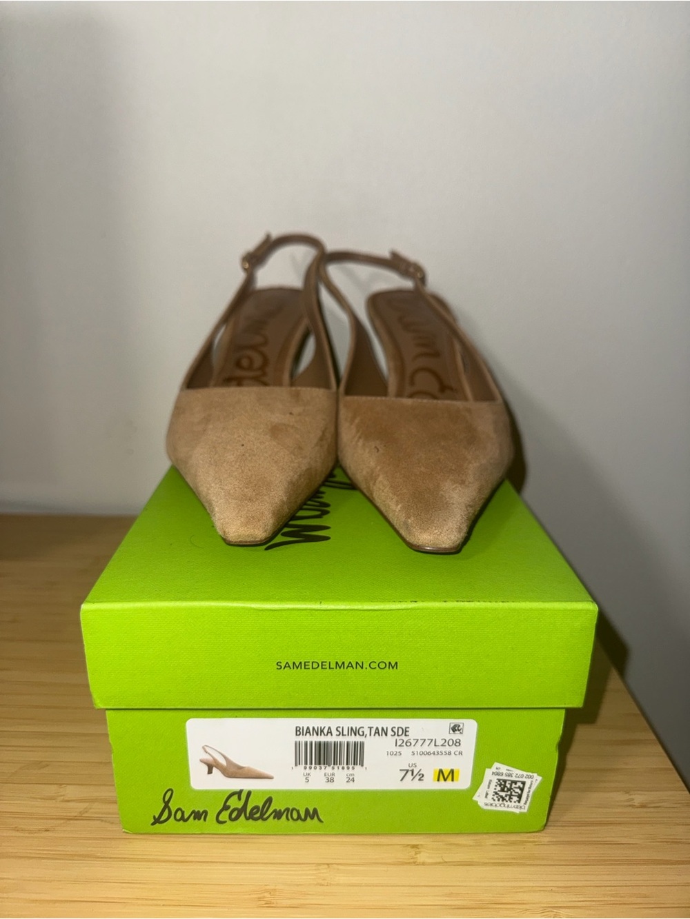 Sam Edelman Tan Suede Pointed Slingback Flats